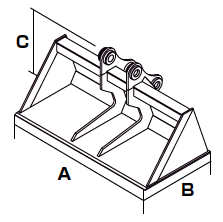 FLAT BUCKET WITH RIB 1800MM / 0.40M3 - FBB120R / 10.0~14.0ton