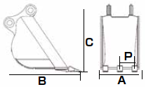 Gầu rộng 650MM / 0.130M3 - WDB030-065 / 3.0~3.8 tấn