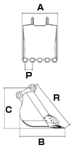 STANDARD BUCKET 400MM / 0.044M3 - STB017PC / 1.5~1.7ton